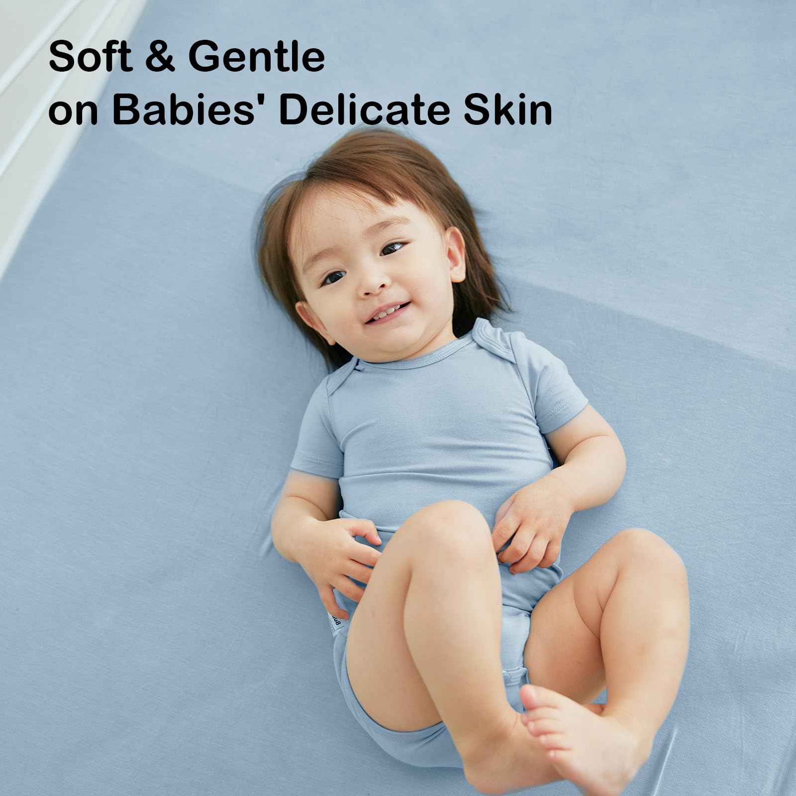 Okayinn BubblePanda blue crib sheet in standard size fits most cribs