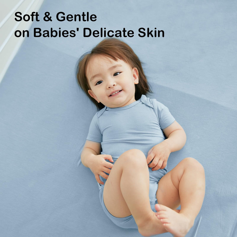Okayinn BubblePanda blue crib sheet in standard size fits most cribs