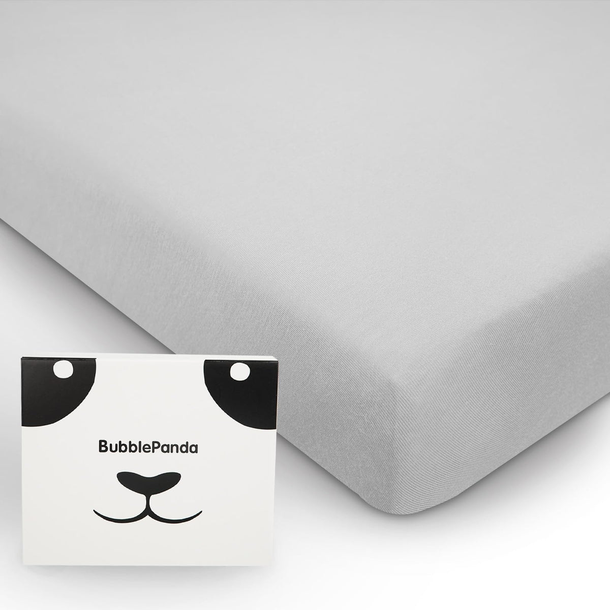 Okayinn BubblePanda bamboo crib sheet in gray for gentle sleep and temperature balance.