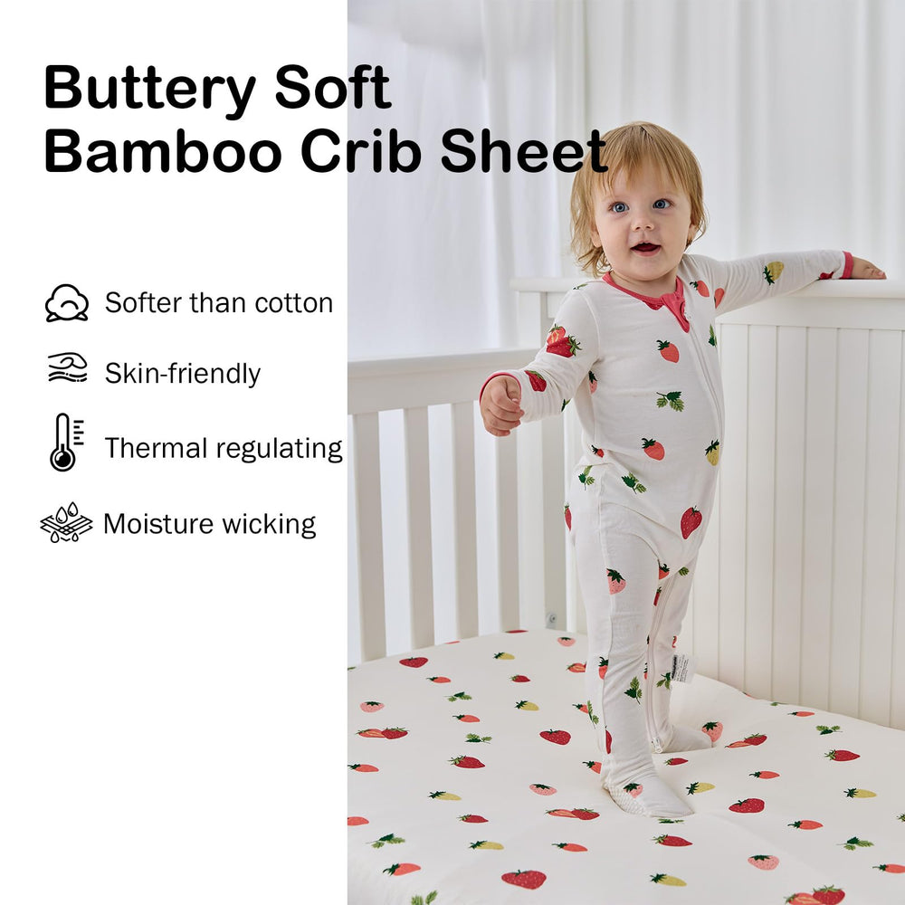 Okayinn BubblePanda bamboo crib sheet stretched over mattress demonstrates snug fit.