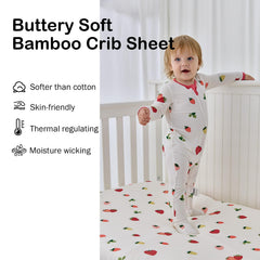 Okayinn BubblePanda bamboo crib sheet stretched over mattress demonstrates snug fit.