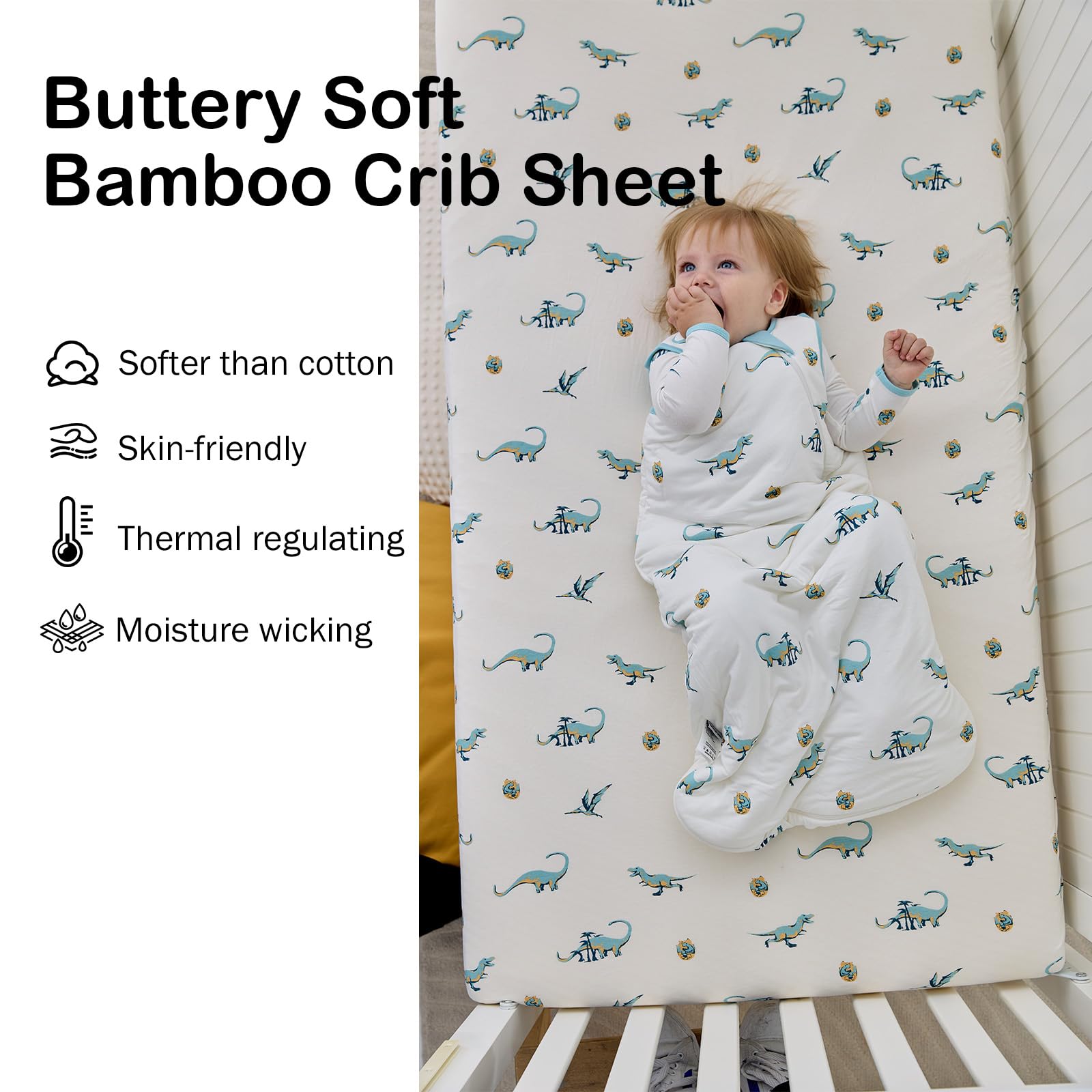 BubblePanda 52x28 crib sheet fits snugly with 360-degree elastic.