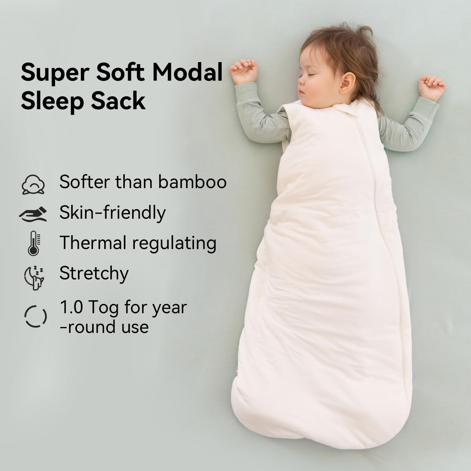 Okayinn BubblePanda sleep sack closeup shows breathable, moisture-wicking feel for night comfort.