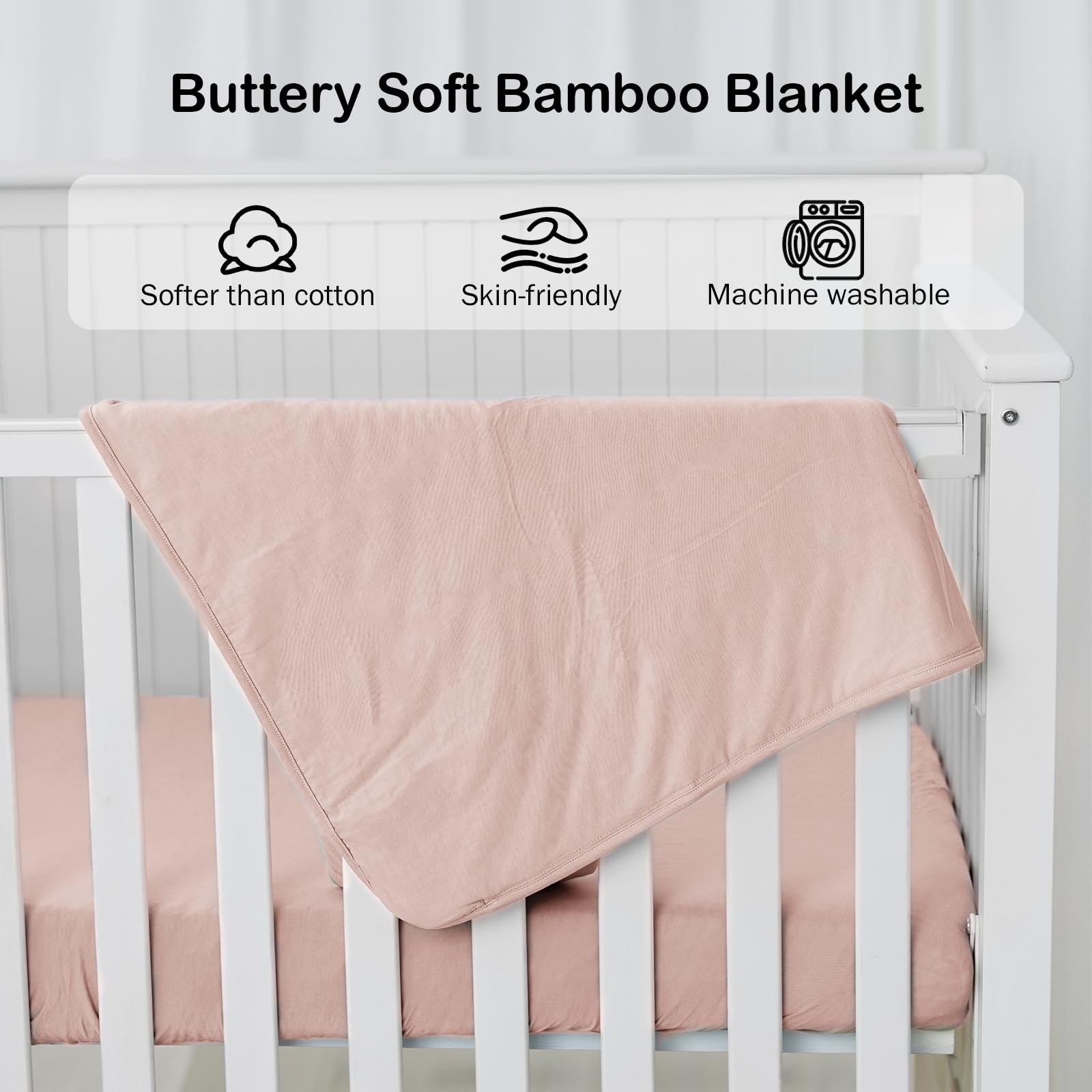 BubblePanda nursery blanket on crib, 30x40 size for cozy naps.