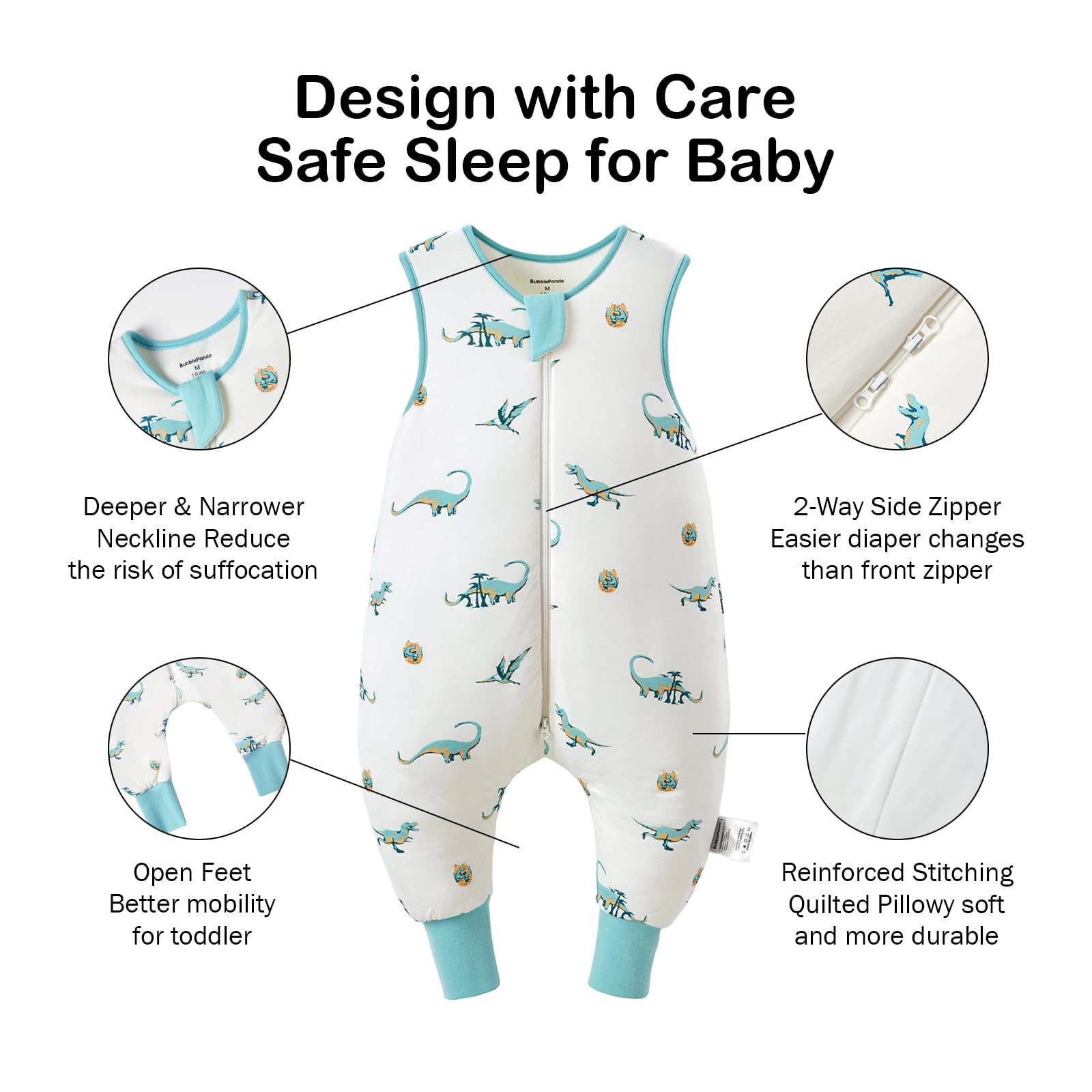 Okayinn BubblePanda open feet design supports natural movement for crawling and play