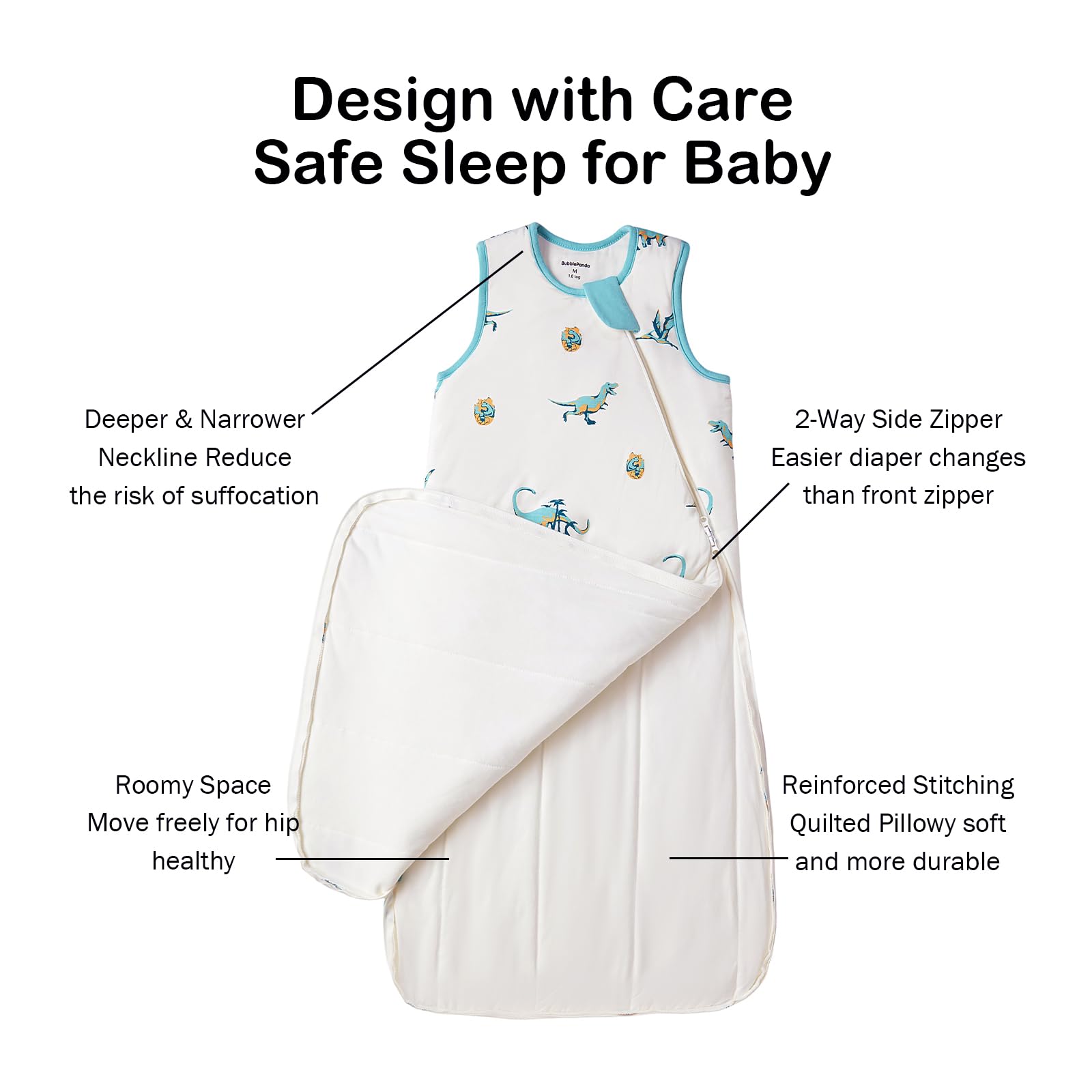 Okayinn BubblePanda sleep sack features a larger neckline for added safety.