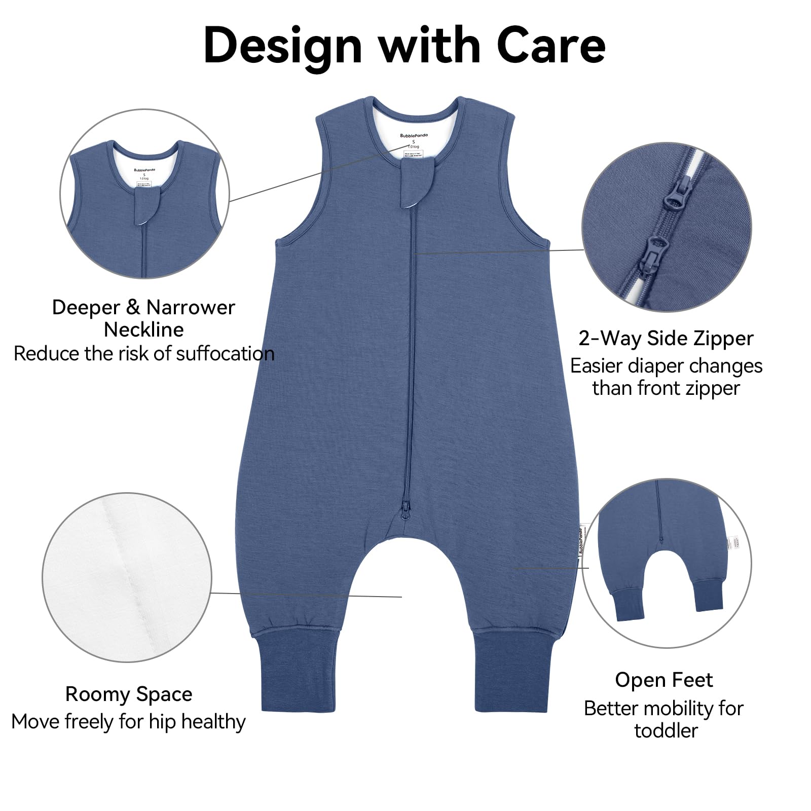Okayinn BubblePanda Sleep Sack close-up reveals ultra-soft, breathable TENCEL Modal fibers.