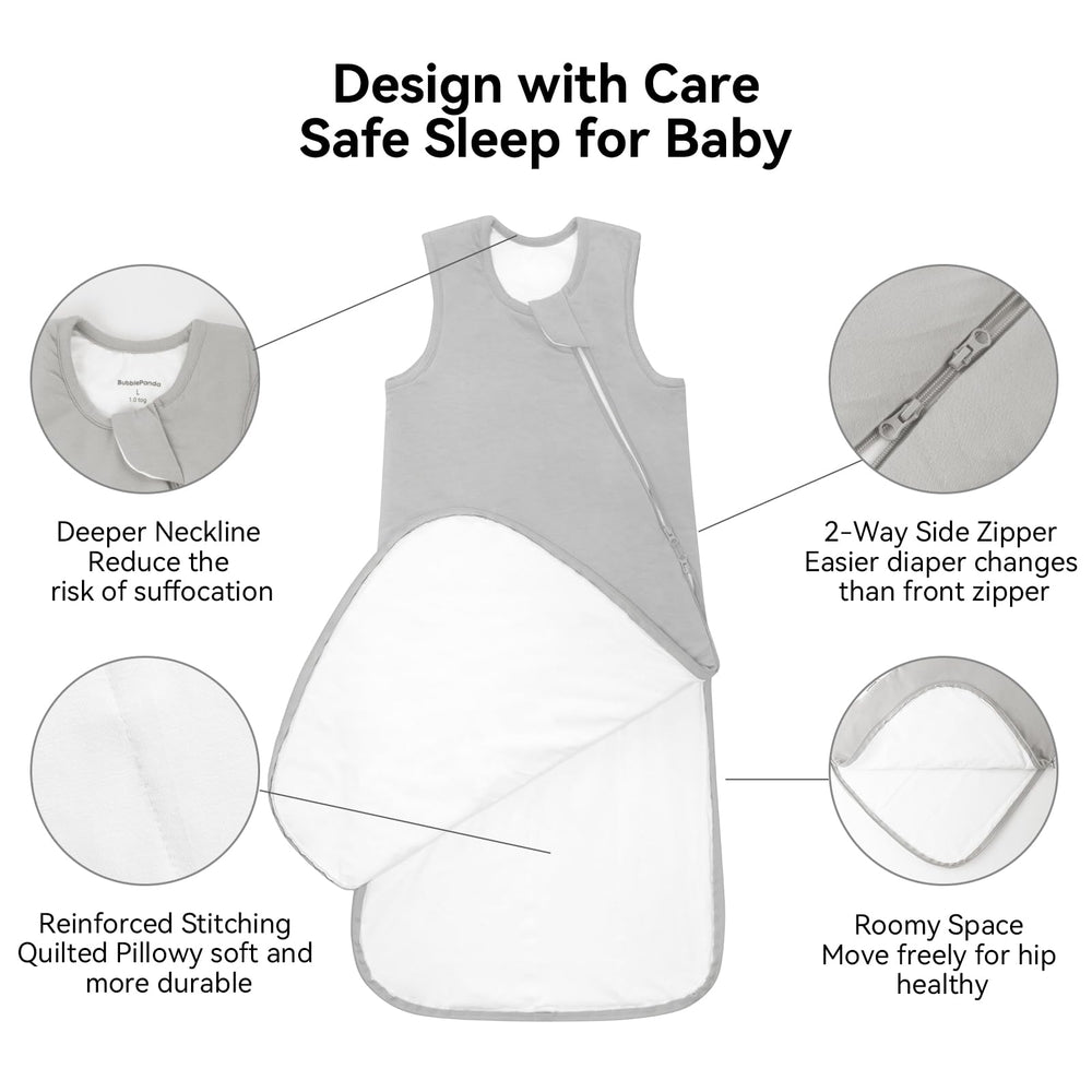 Okayinn BubblePanda sleep sack neck opening designed for safe, snug wear.