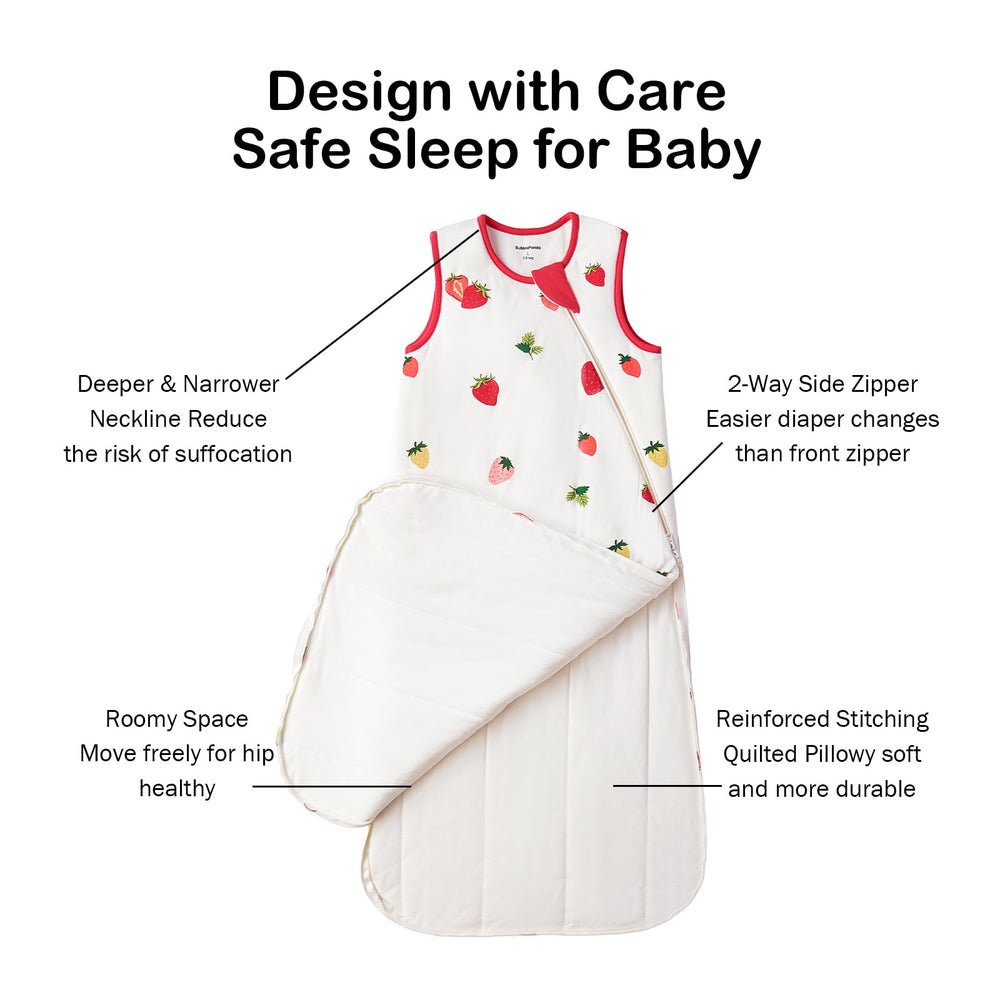 Okayinn BubblePanda sleep sack neckline safety closeup shows snug design for safety.