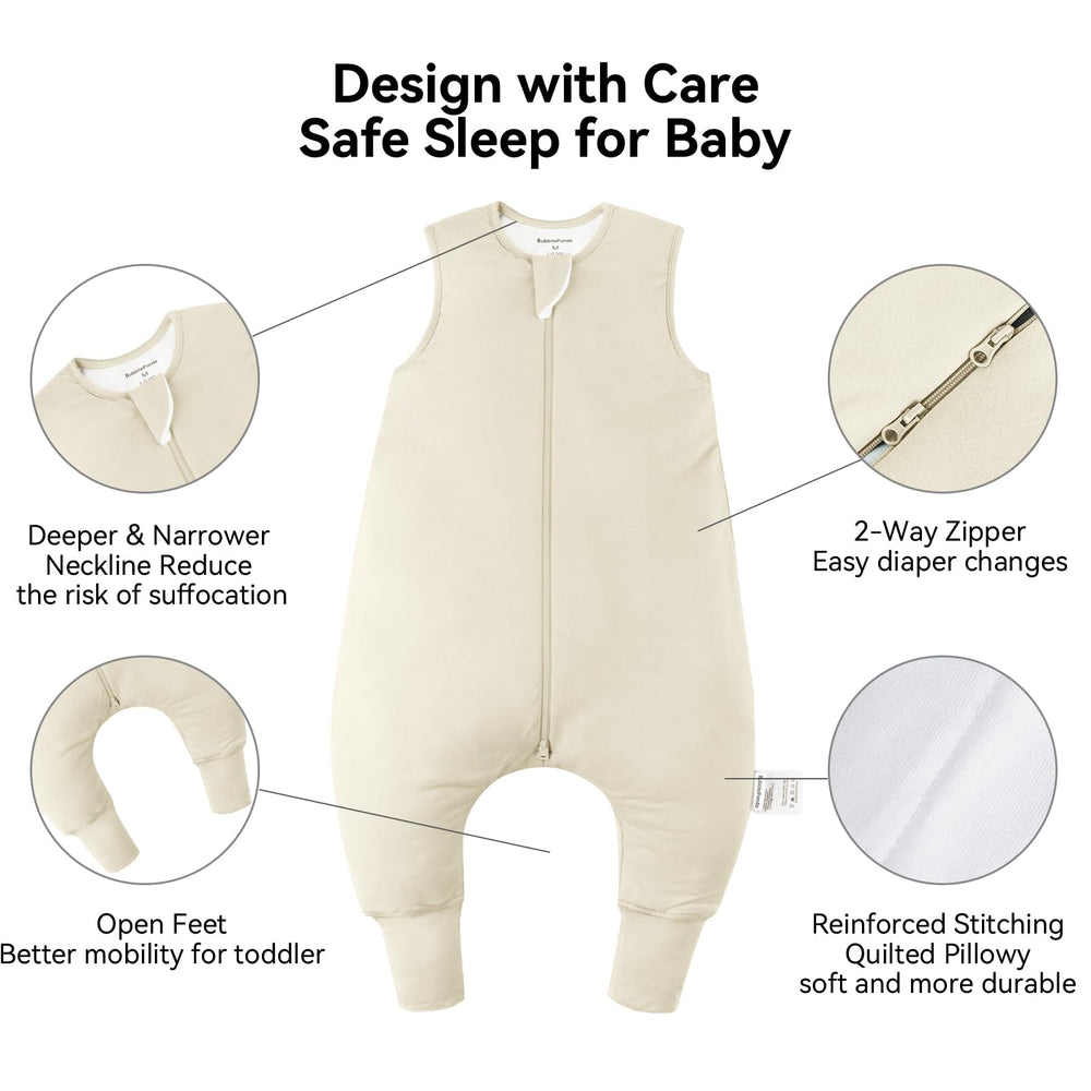 Okayinn BubblePanda sleep sack with feet, deep neckline safeguards baby and comfort