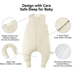 Okayinn BubblePanda sleep sack with feet, deep neckline safeguards baby and comfort