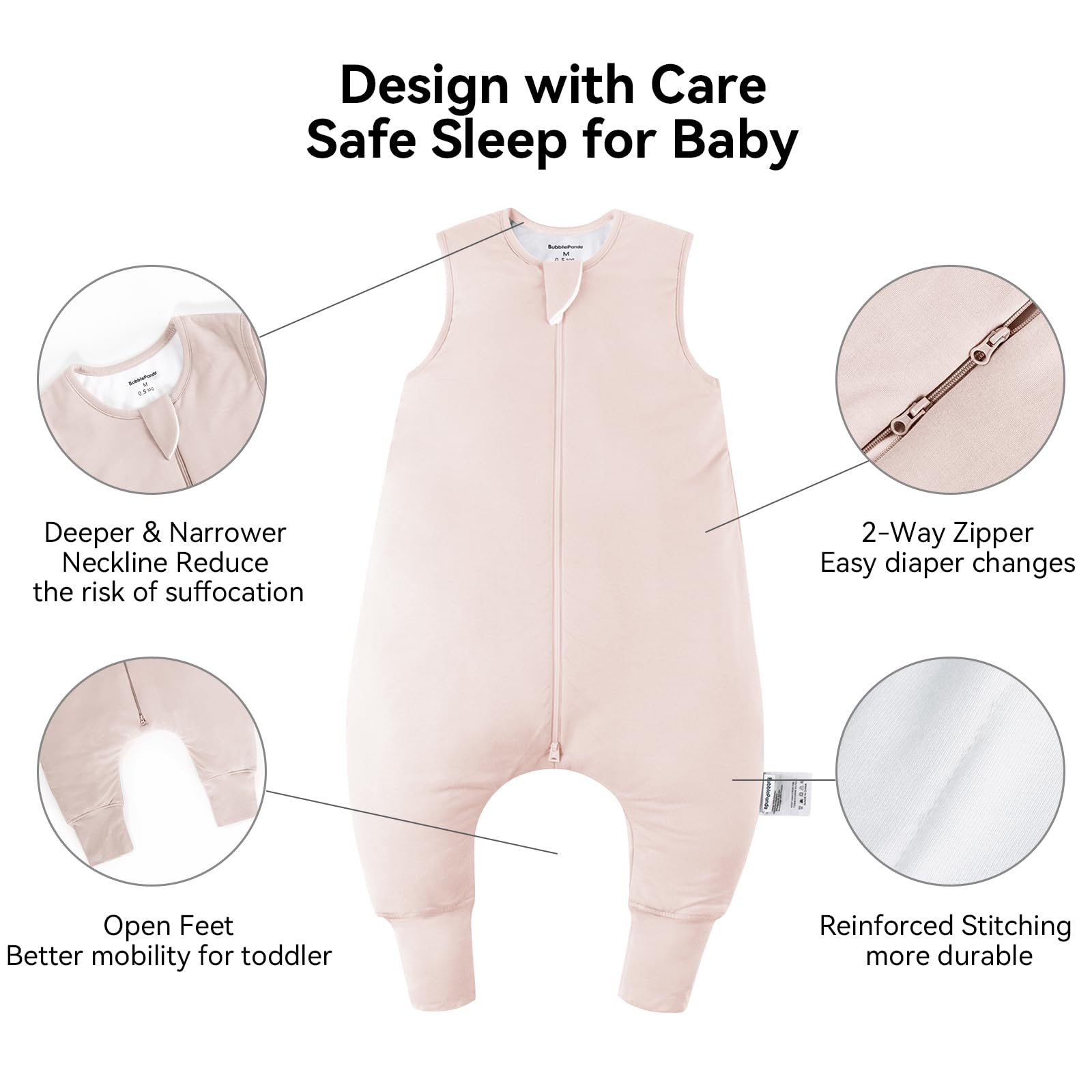 Okayinn BubblePanda two way zipper enables quick night diaper changes