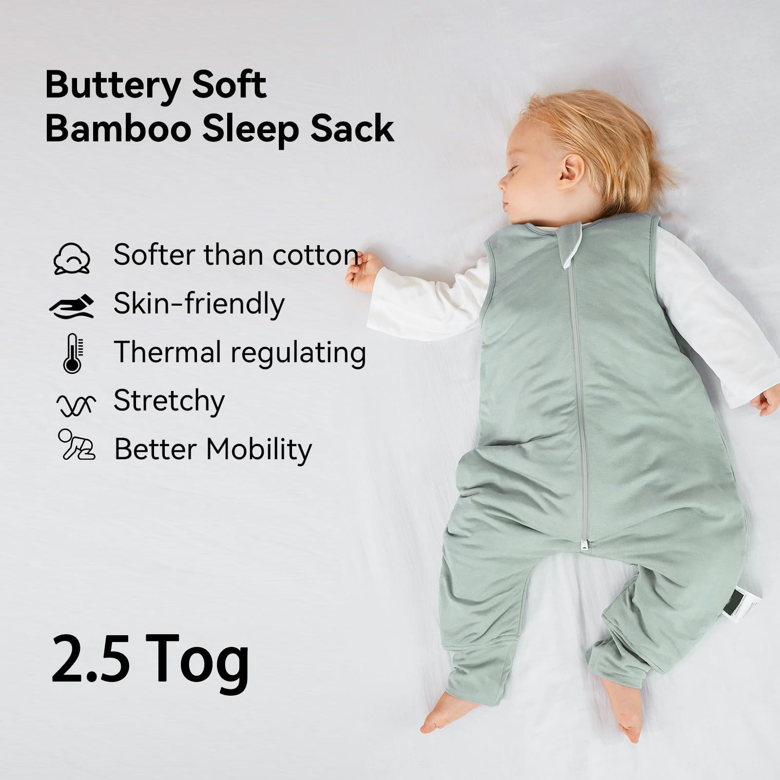 BubblePanda sleep sack with two-way zipper for easy nighttime changes.