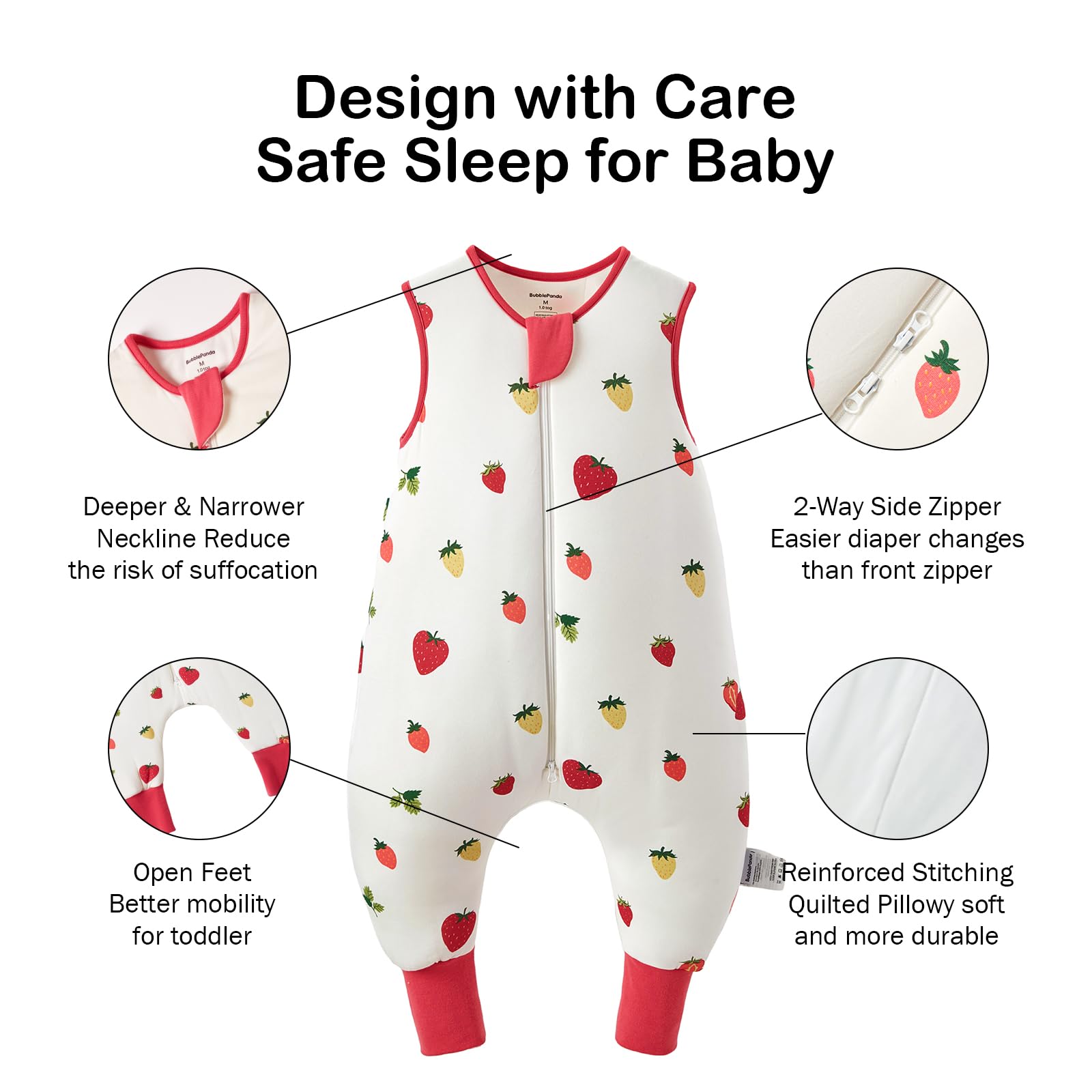 Okayinn BubblePanda zipper protector detail for gentle, scratch-free nights.