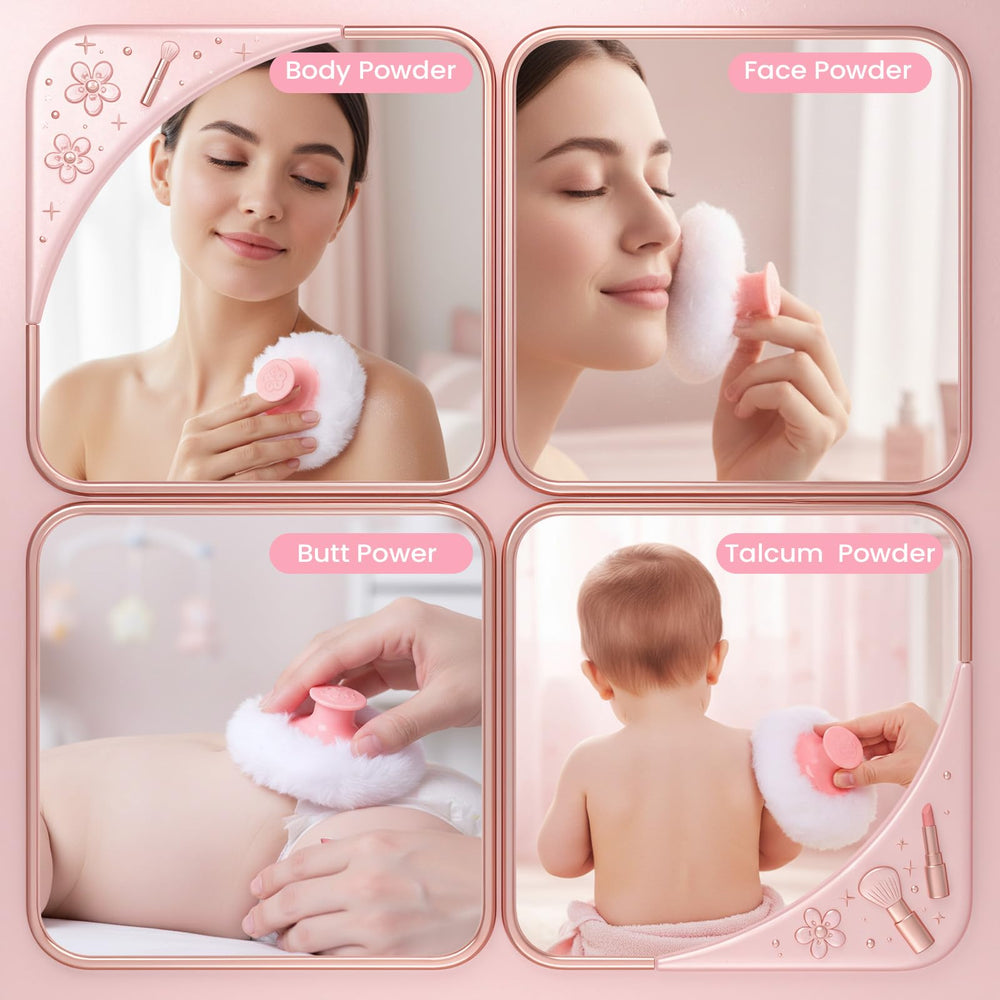 OKDEALS UTENE pink puff case in use for quick body powder.