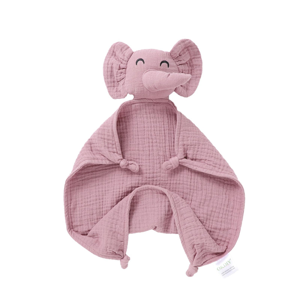 Okdiy elephant lovey in muslin fabric offers a soft security blanket for newborns