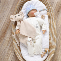 OKDIY Elephant Lovey features natural organic cotton for safe snuggling.