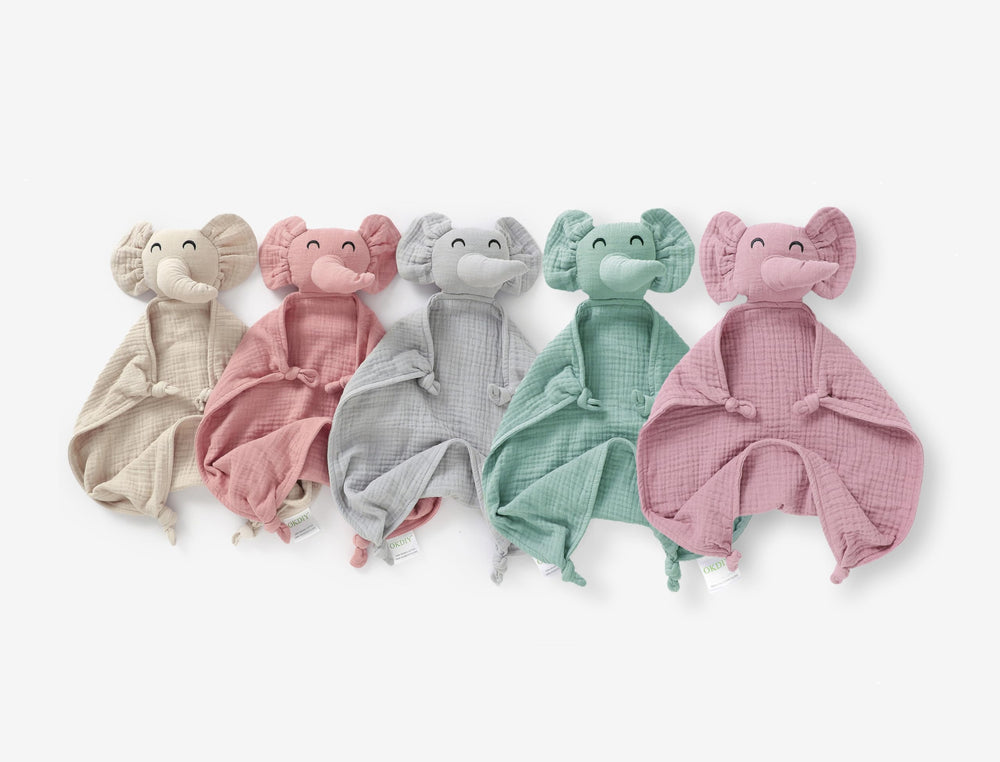 Okdiy elephant lovey makes a portable comfort companion for outings