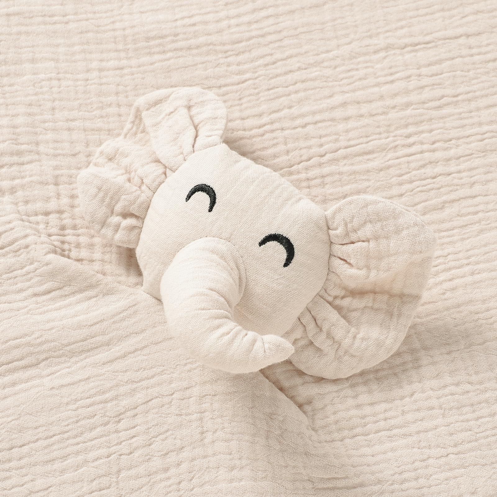 OKDIY Elephant Lovey corner knot helps attach pacifier or small toys.