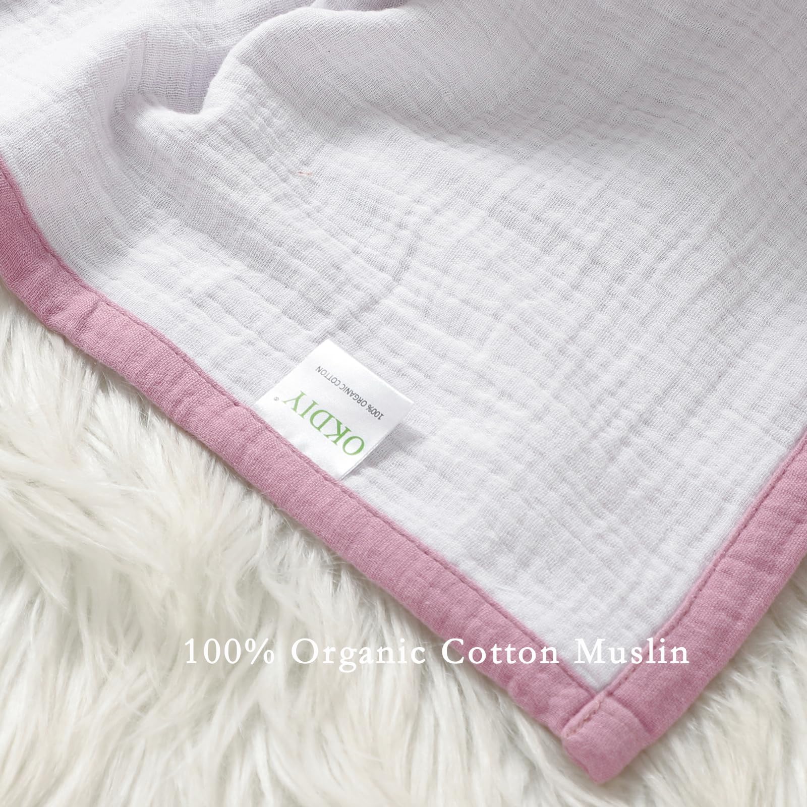 okdiy double-sided color muslin blanket adds easy styling.