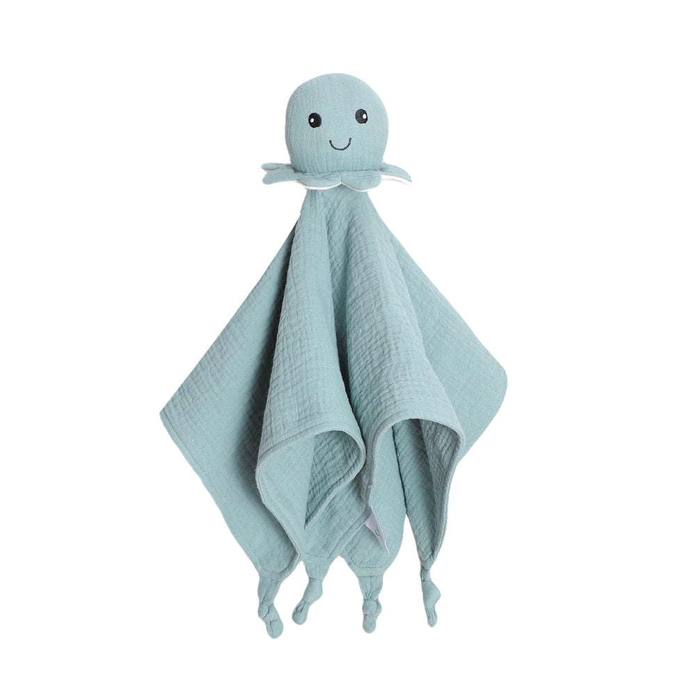 okdiy organic cotton muslin lovey octopus in green offers soft security for newborns