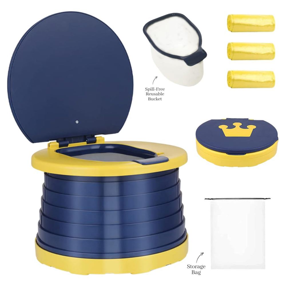 Oket Travel Potty dark blue easy-clean bowl simplifies potty training