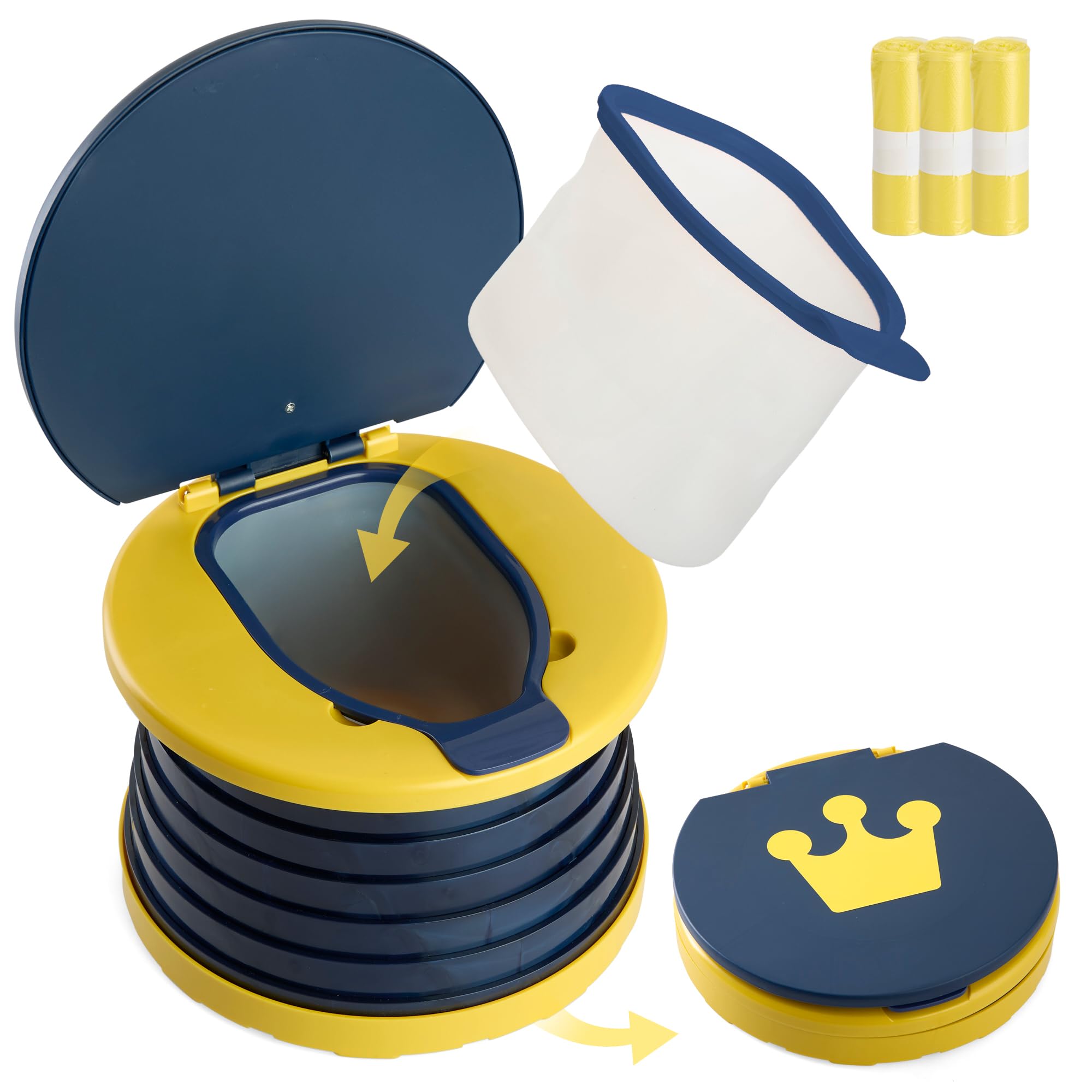 Oket Travel Potty dark blue folded compact for easy packing