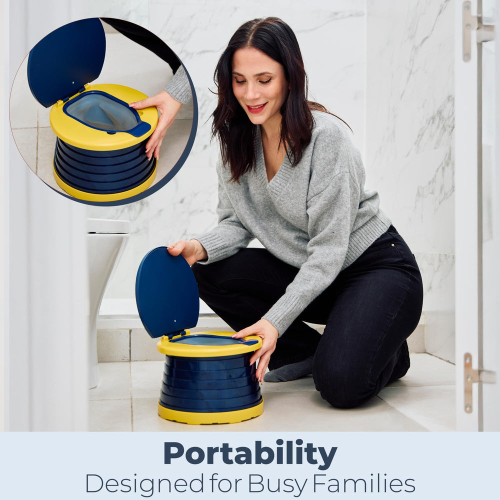 Oket Travel Potty dark blue sturdy pivot base provides stability