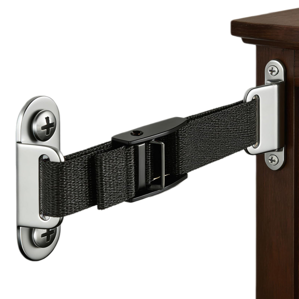 OKETHERMO furniture anchors set installed on a dresser for baby safety.