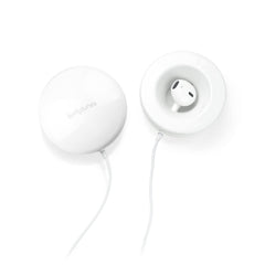 Olababy Bellytunes Lite on belly converts earbuds into a baby bump speaker.