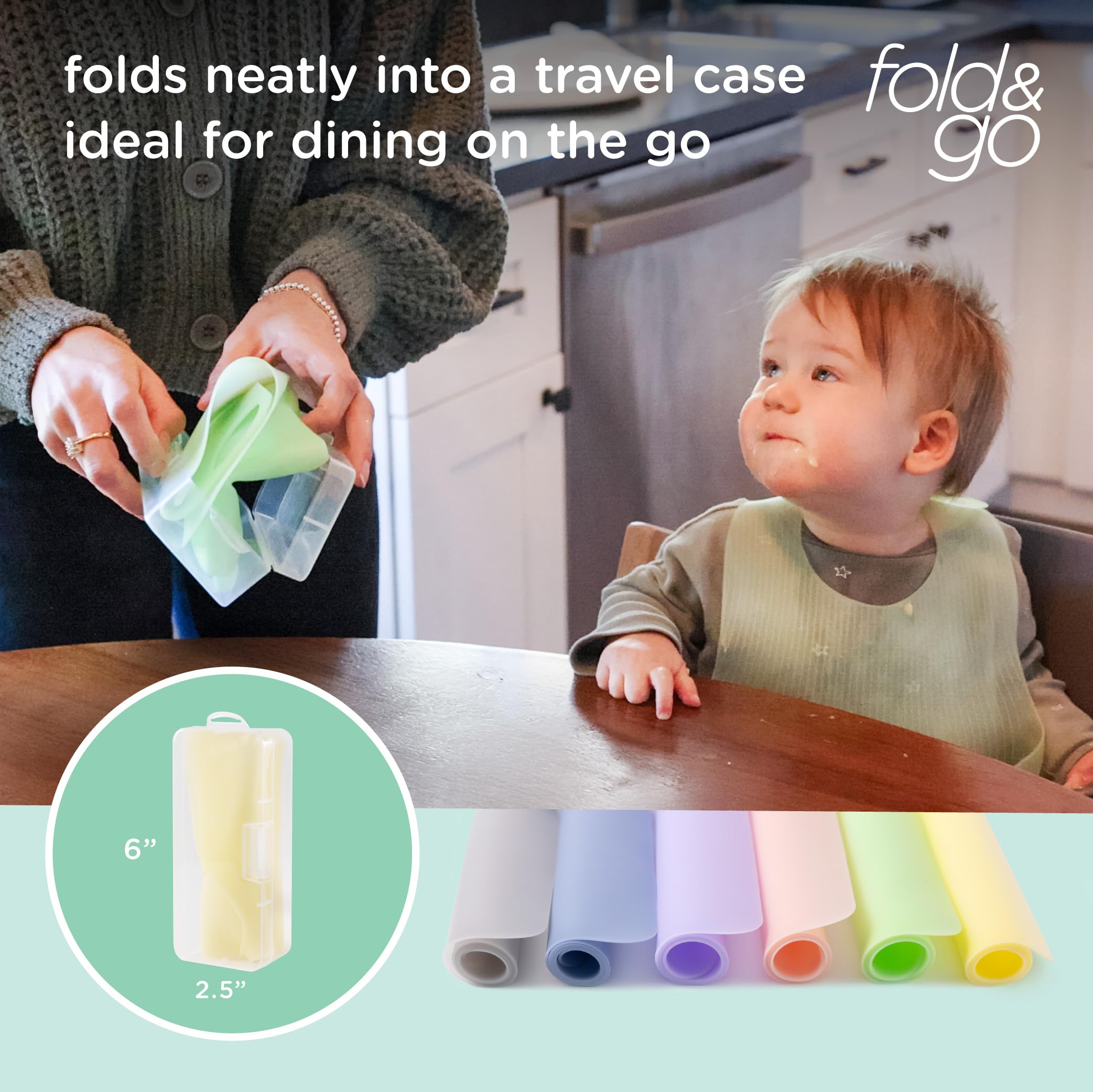 Olababy BPA-free placemat keeps mealtimes safe and clean.