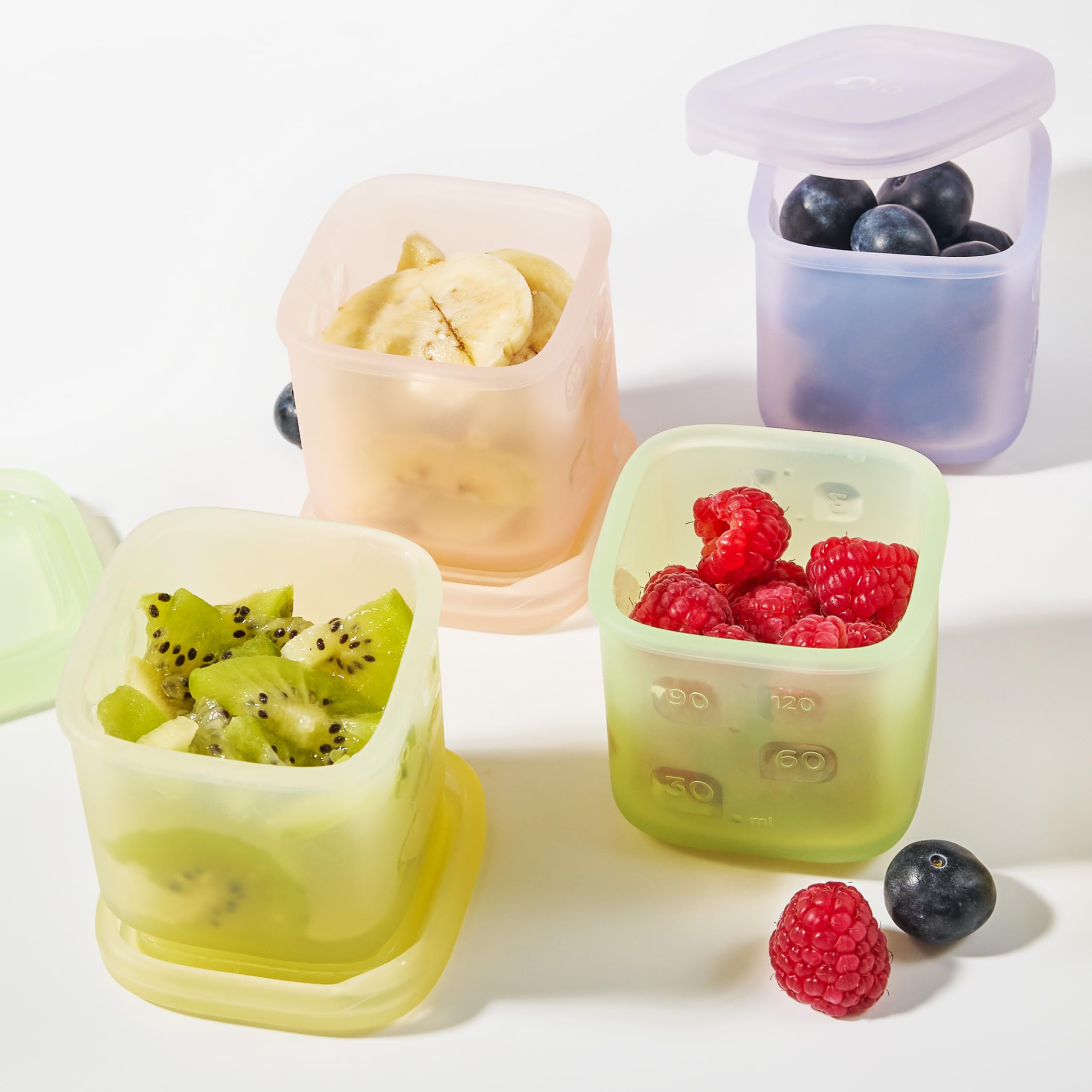 Olababy Clear Sense jar in use at mealtime for versatile snacks and sauces.