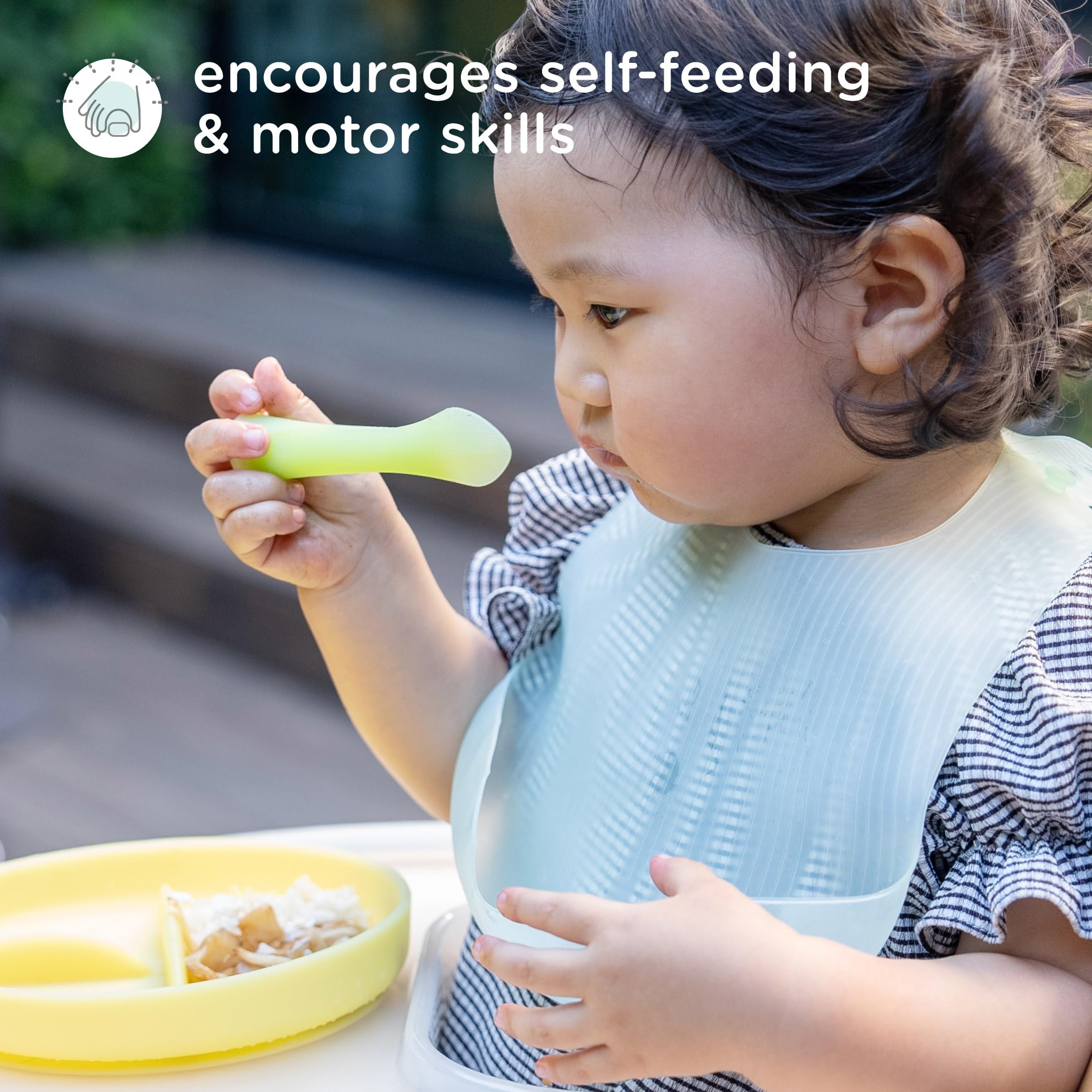 Olababy dishwasher-safe spoon simplifies cleaning and maintenance.