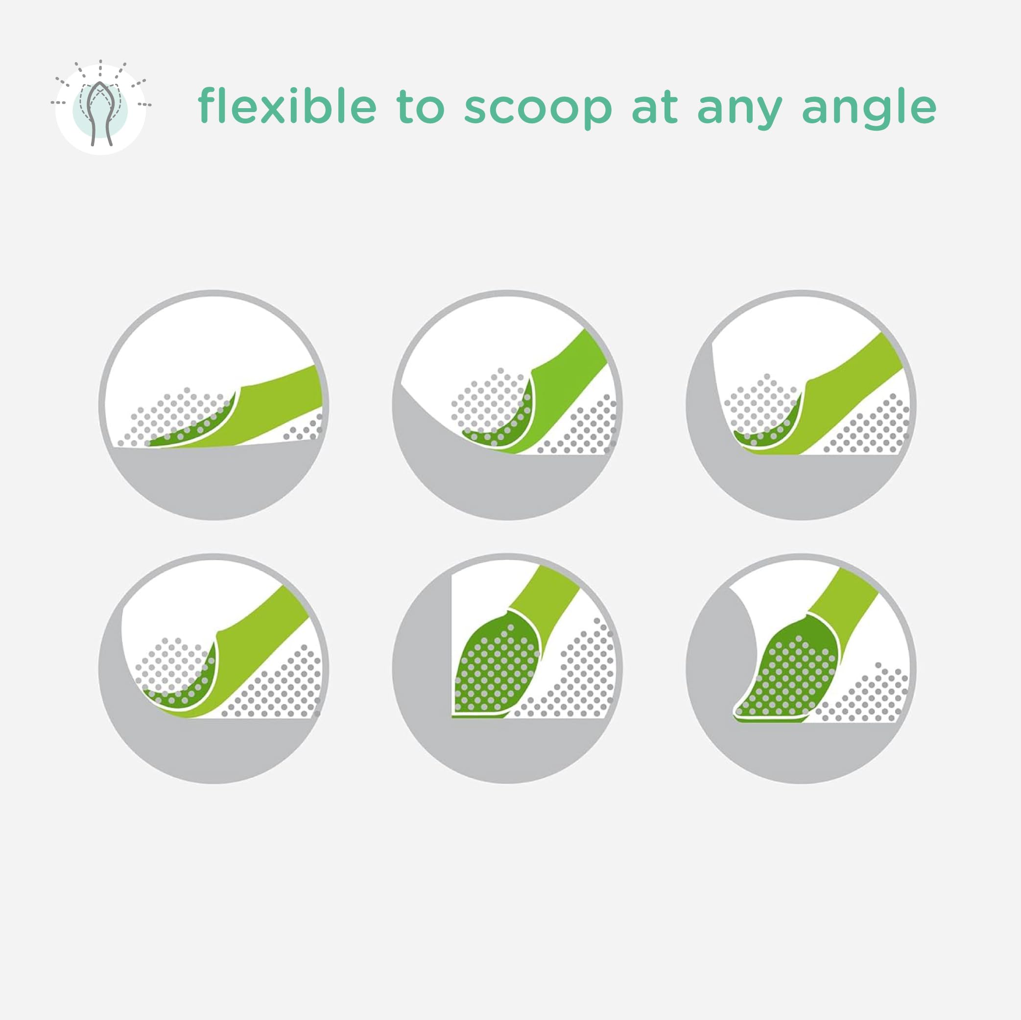 Olababy leafy-design tip close-up showing flexible silicone for easy scooping.