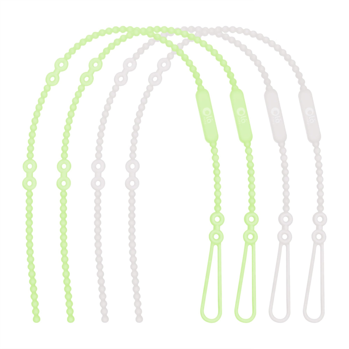 Olababy silicone strap securing a teether for easy reach during playtime