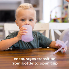 Coral Olababy training cup supports learning to sip on the go.