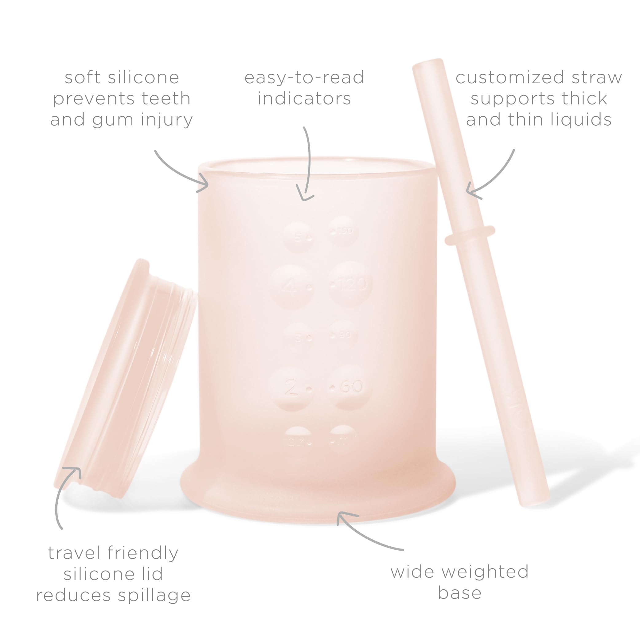 Olababy coral cup with straw lid, ideal for 6+ month transitions.