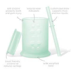 Olababy straw-lid attached training cup – minimized spills during outings