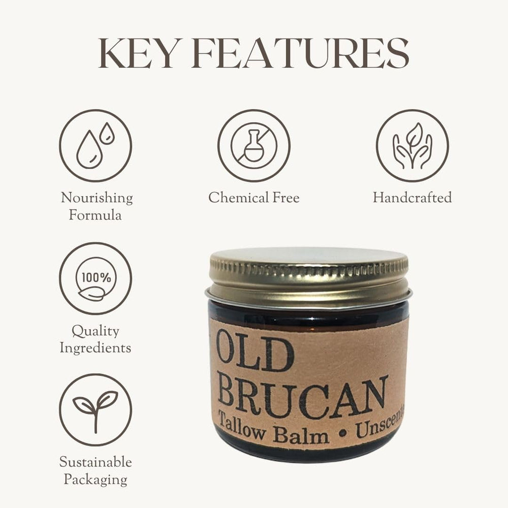 Old Brucan balm texture close-up, rich and creamy for everyday skincare.
