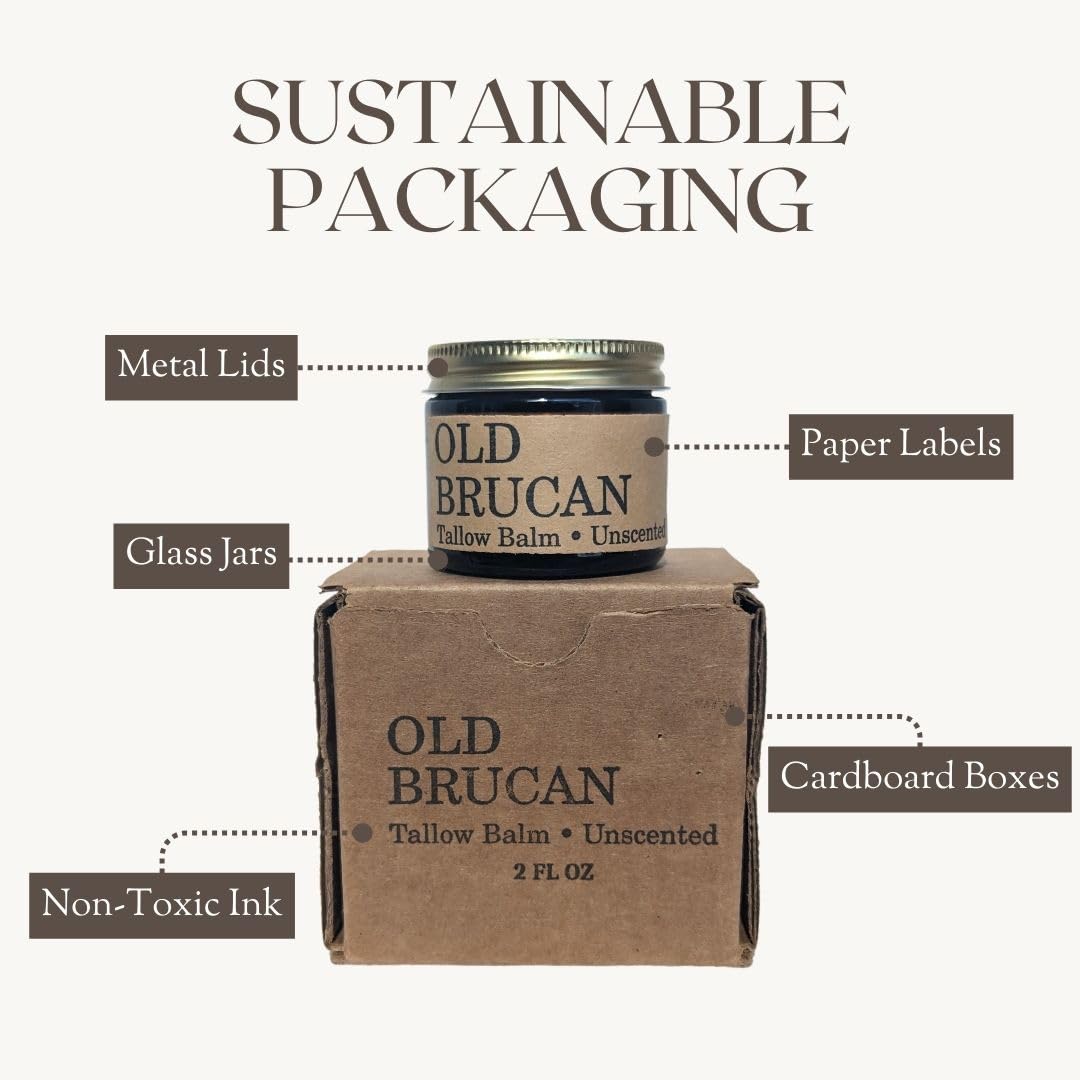 Old Brucan ingredients list featuring grass-fed beef tallow for natural nourishment.