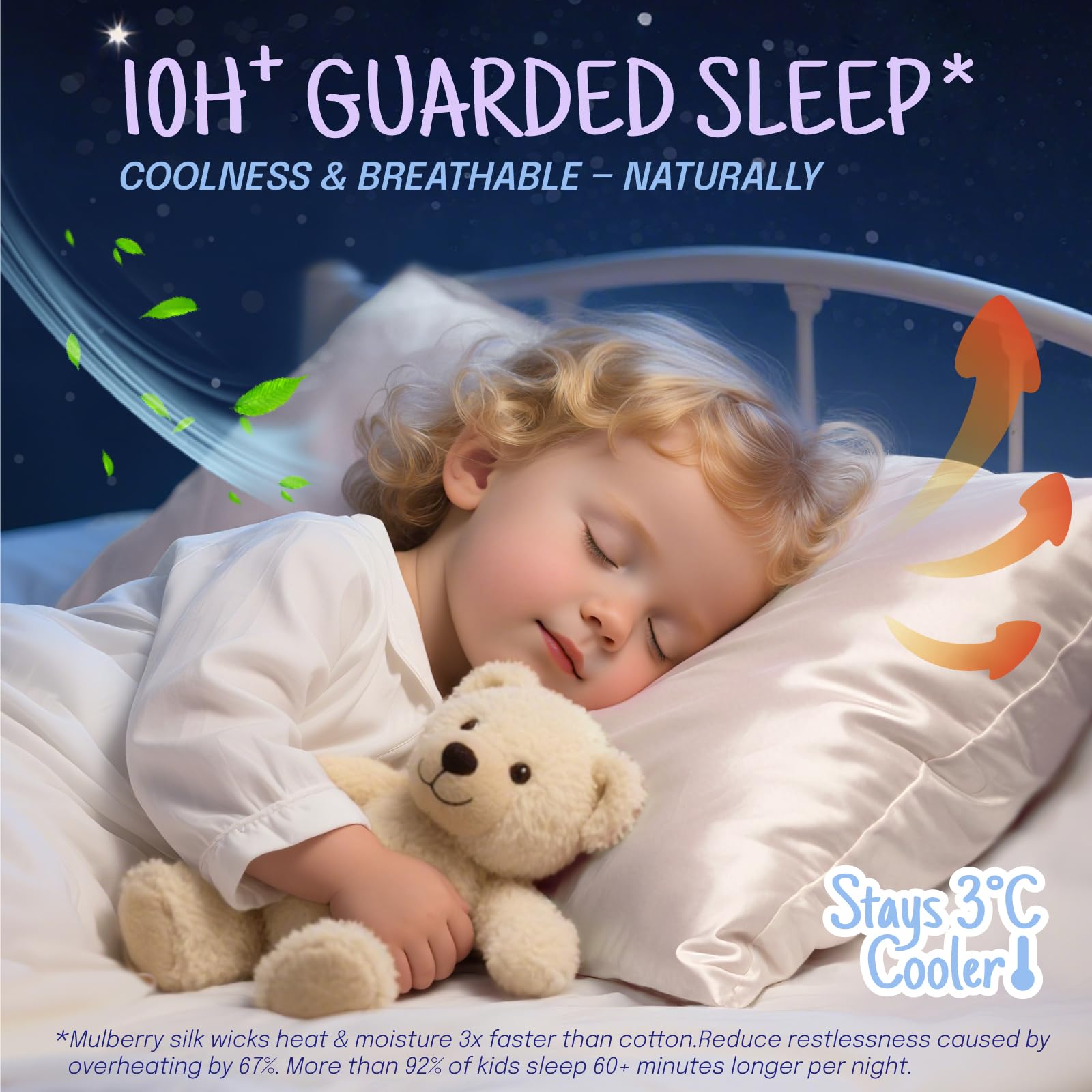OLESILK toddler pillowcase hidden zipper design visible for secure bedtime.