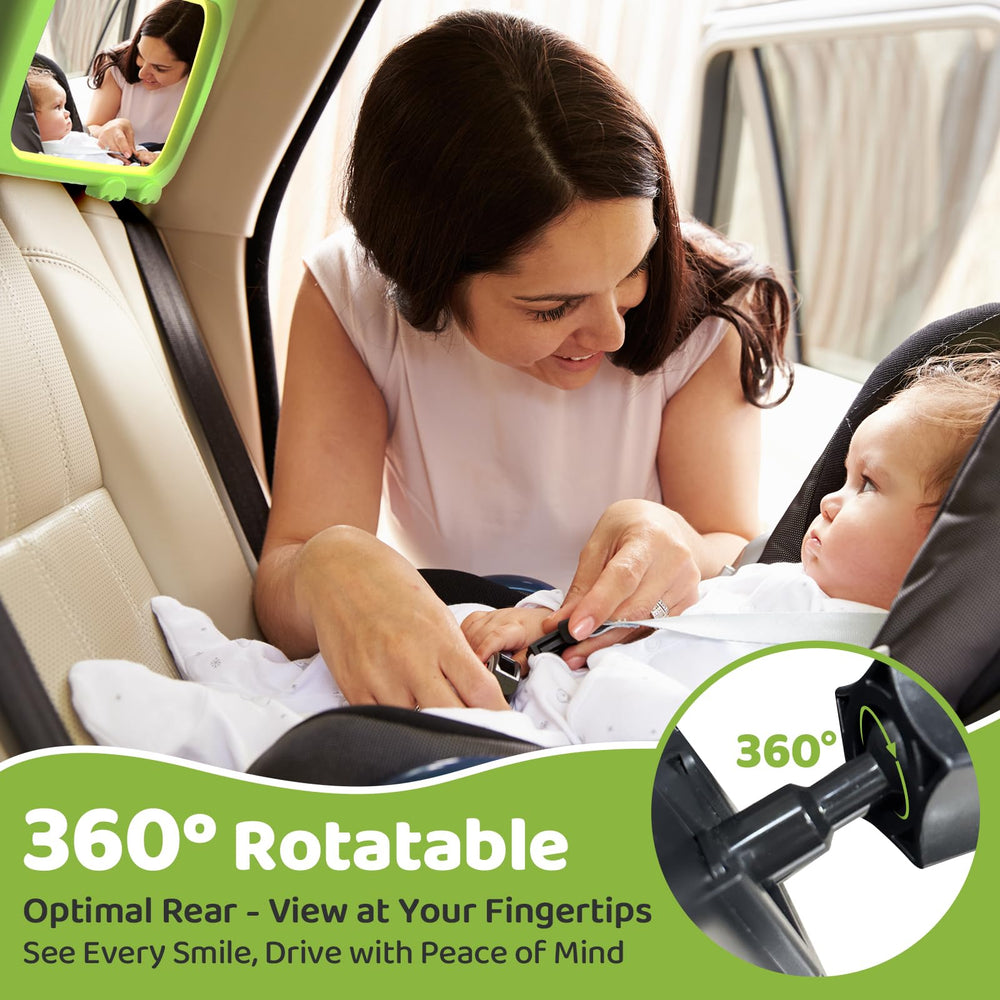 olishare baby car mirror green 360-degree rotation for flexible baby monitoring