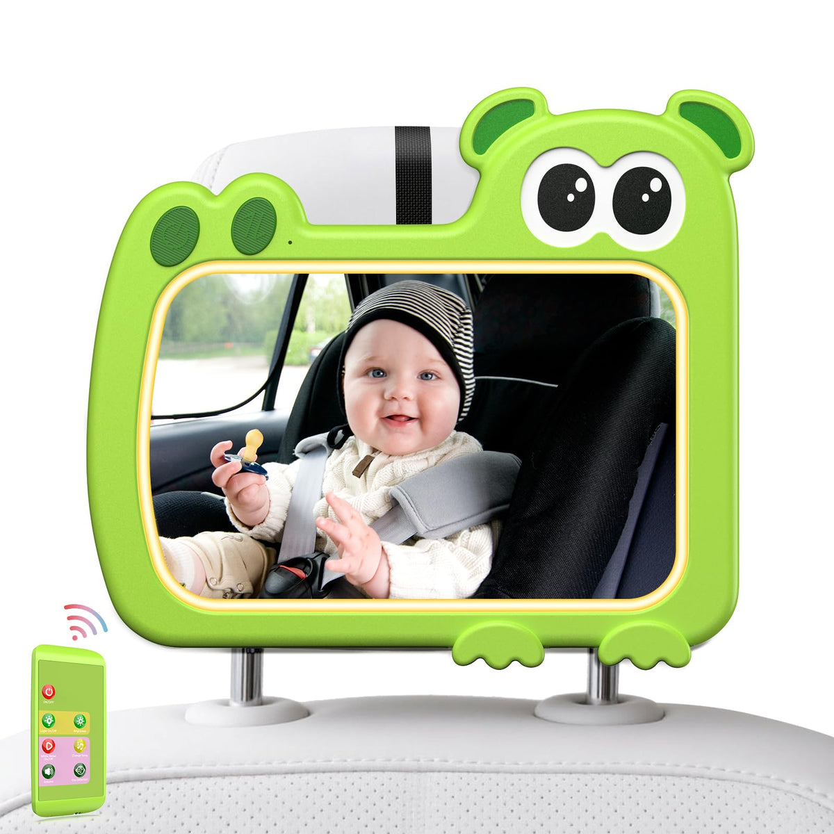 olishare baby car mirror green front view for clear rear-facing visibility and safety