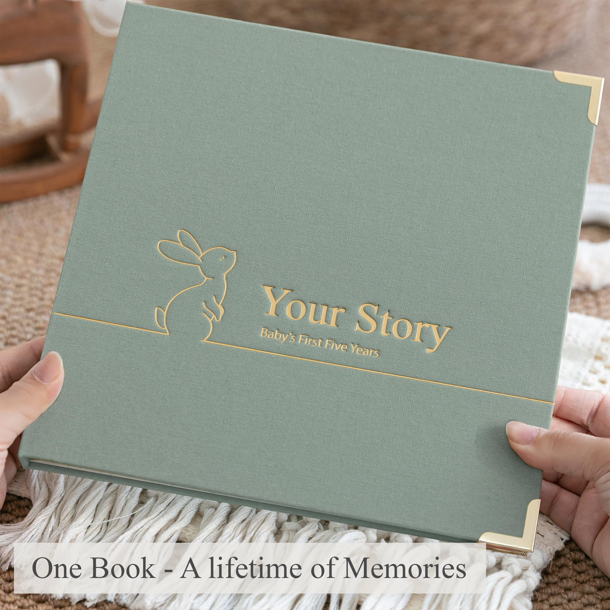 Olive & Lark gold foil detail on cover for a premium memory keepsake.