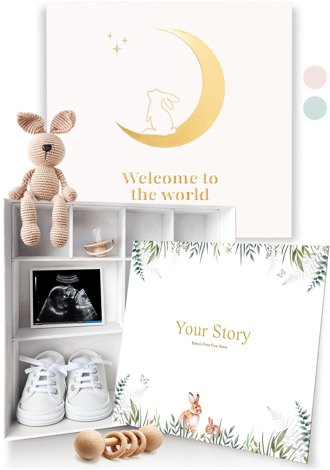 Olive & Lark baby keepsake box cover with gold foil for elegant storage.