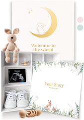 Olive & Lark baby keepsake box cover with gold foil for elegant storage.