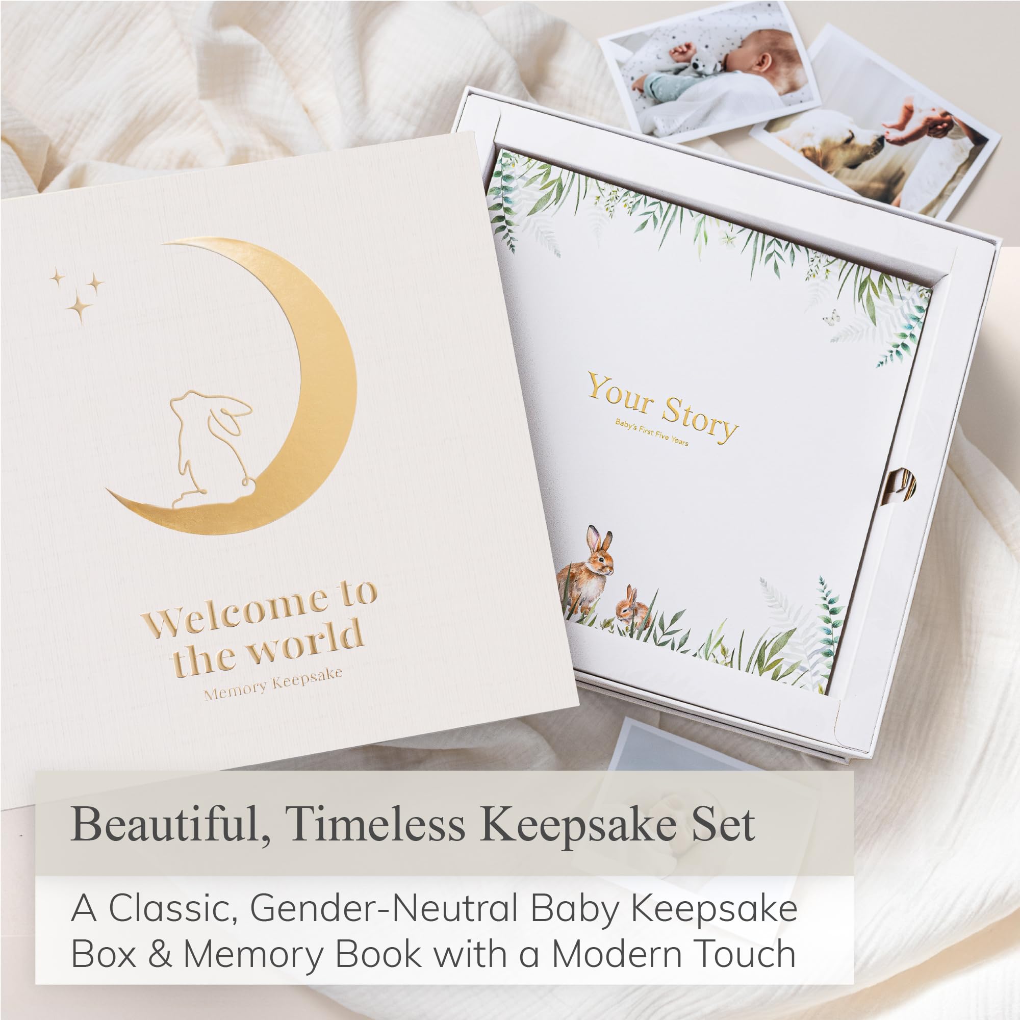 Olive & Lark memory book cover with gold foil detail for treasured milestones.