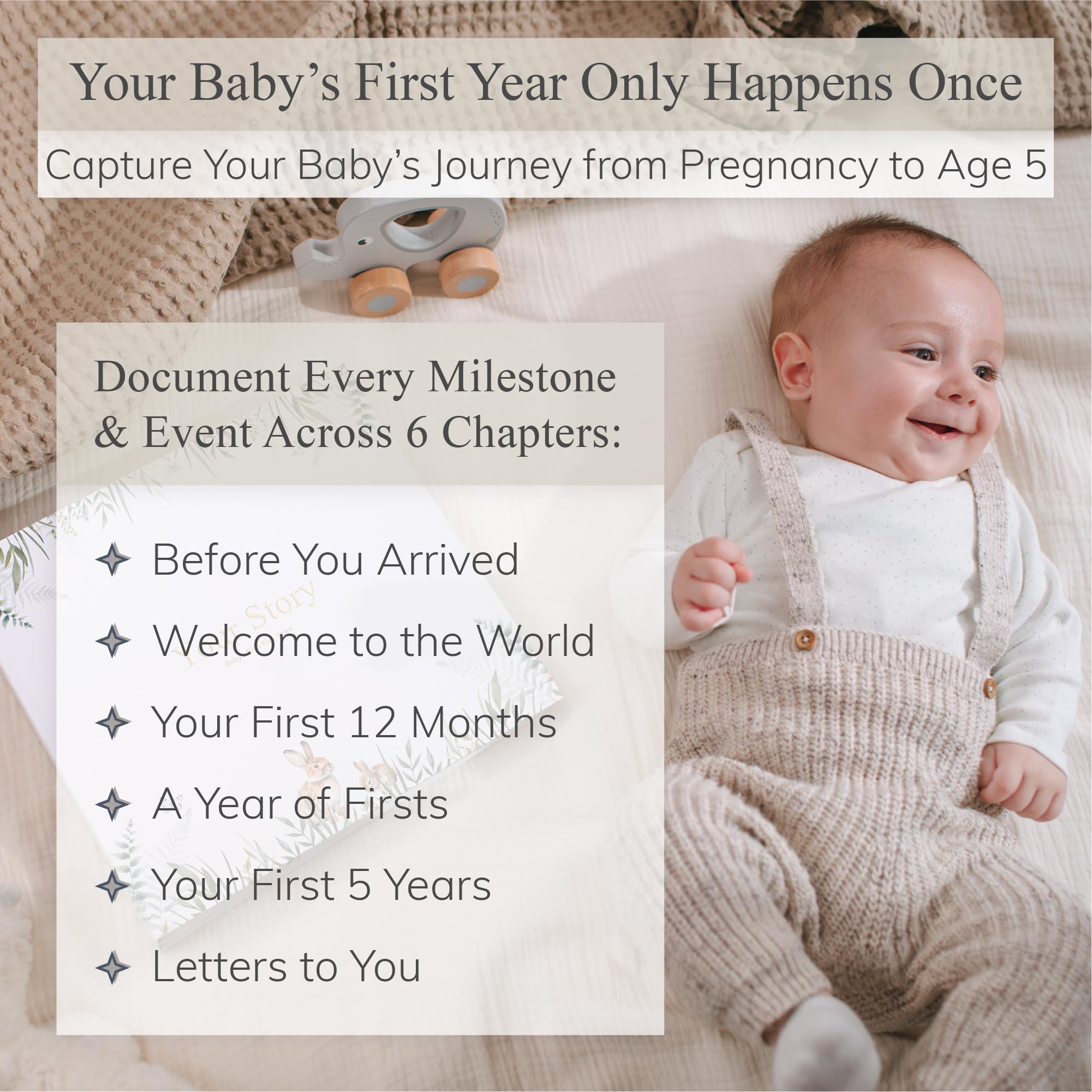 Olive & Lark gender-neutral baby journal complements any family story.