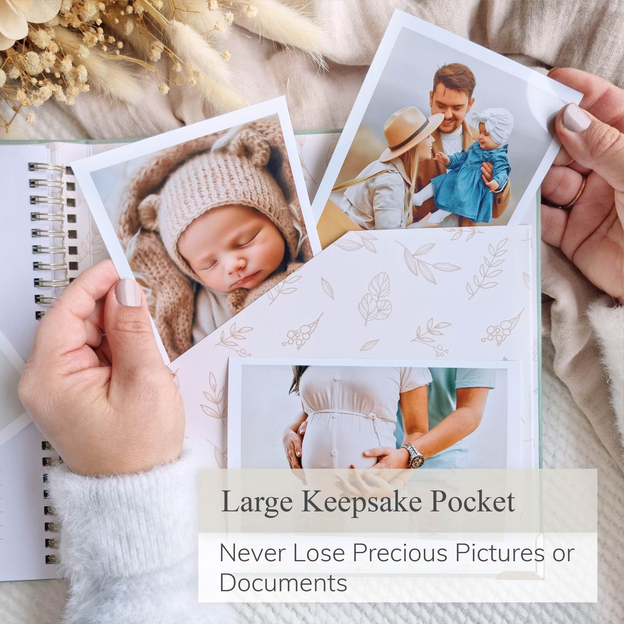 Olive & Lark keepsake pocket securely holds mementos from the journey.
