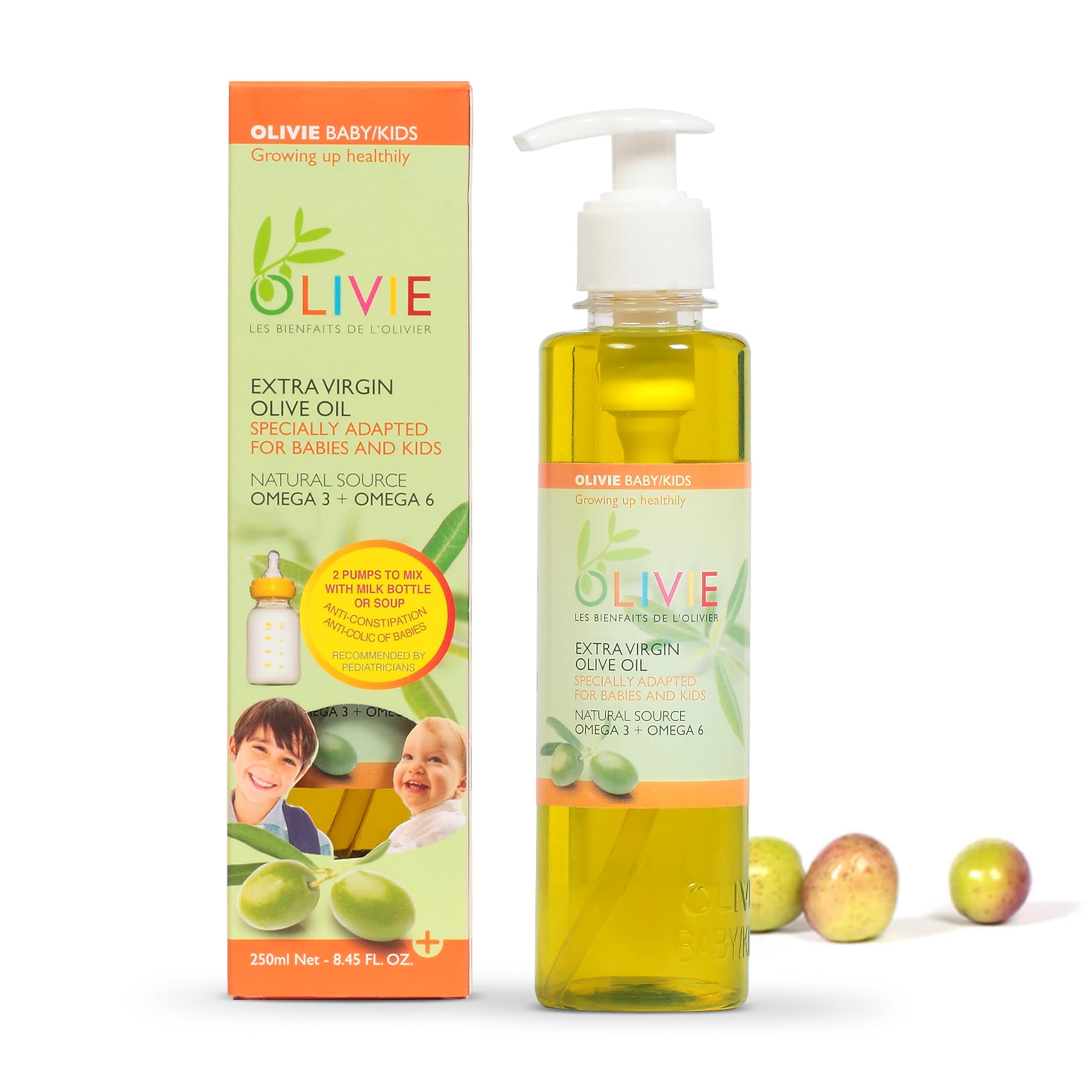 OLIVIE calming baby oil bottle for gentle skin care and hydration
